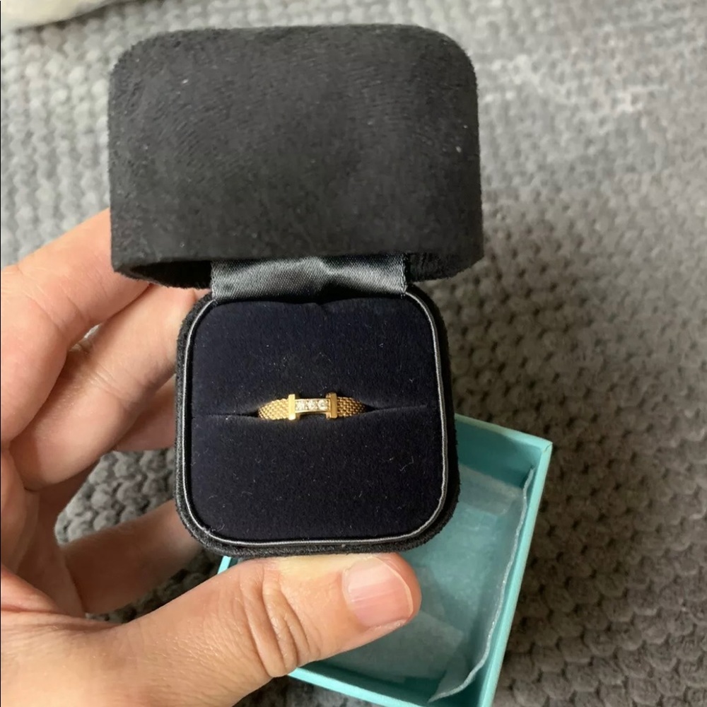 Tiffany Rose Gold 16408 Somerset Narrow Diamond 18k Mesh Ring